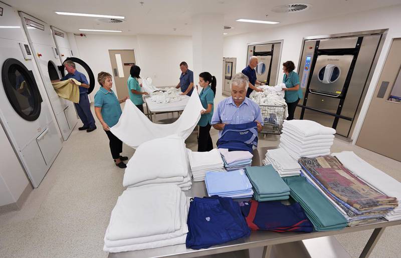 Laundry workers at Albany Health Campus