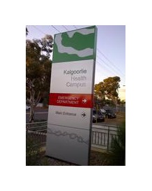Kalgoorlie Health Campus Emergency Department sign.