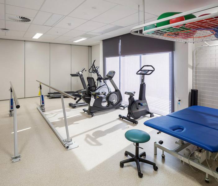 Inside the physiotherapy gym.