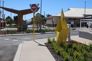Structural feature at the front of Merredin Health Service.