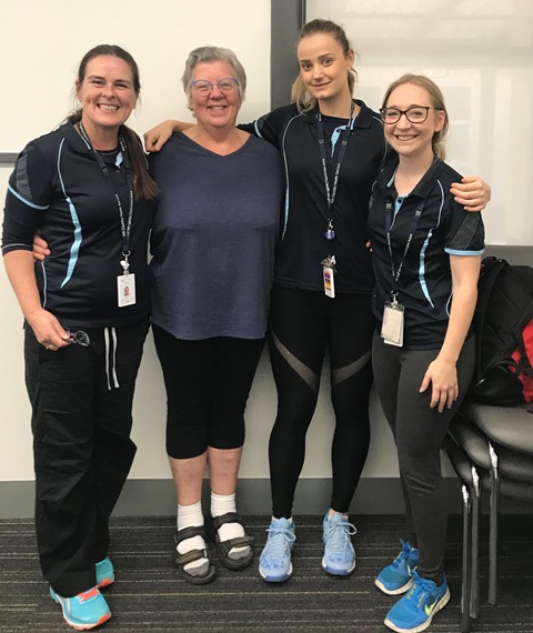 Marilyn Welch pictured with the HEAL team (L-R) Robyn Flett Allied Health Assistant, Ellen Smith Health Promotion Officer and Meagan Chegwidden Dietitian.