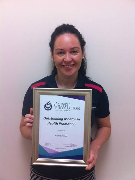 Kianna Barker, Pilbara Health Promotion Coordinator and winner of the Outstanding Mentor in Health Promotion award.