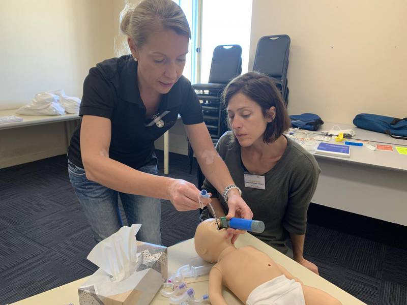 Dr Stephanie Schlueter and Dr Leena Bayly during the workshop.