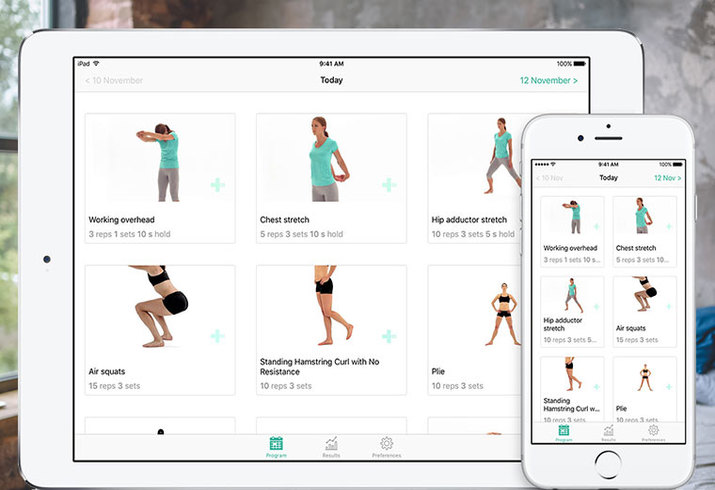 Physitrack app-based exercise program 