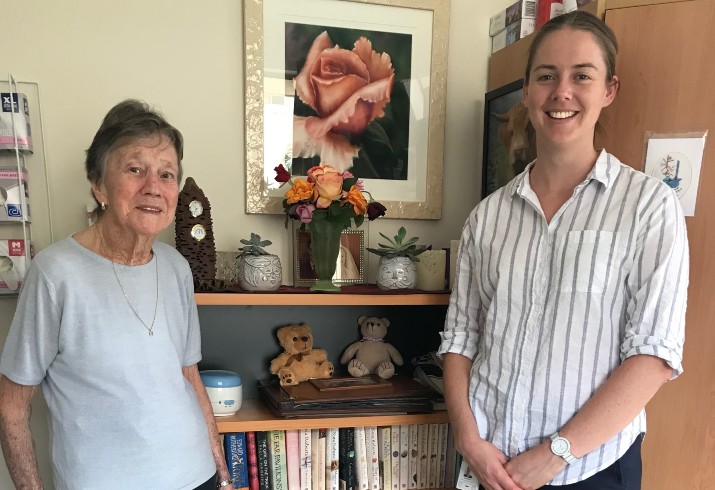 Marie Hancock with WA Country Health Service Senior Speech Pathologist Kira Flynn. 