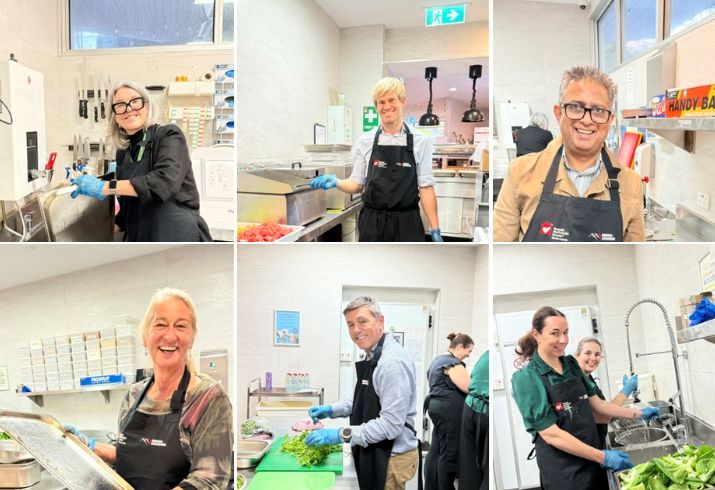 Members of the Executive team helping out in the Ronald McDonald House Charities kitchen