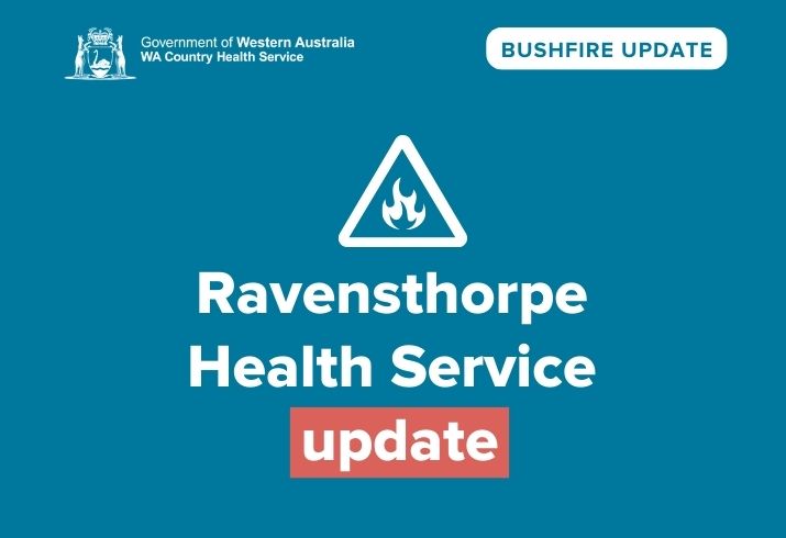Blue square saying Ravensthorpe Health Service update