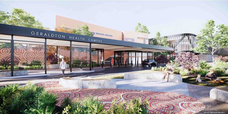 Artist impression of Geraldton Health Campus following redevelopment.